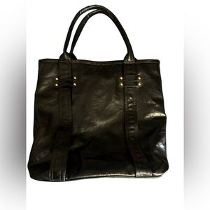 Large Black Leather Tote Bag